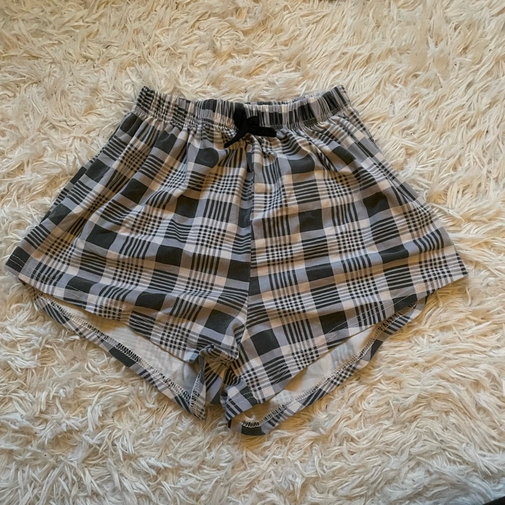 Blue flannel lounge shorts